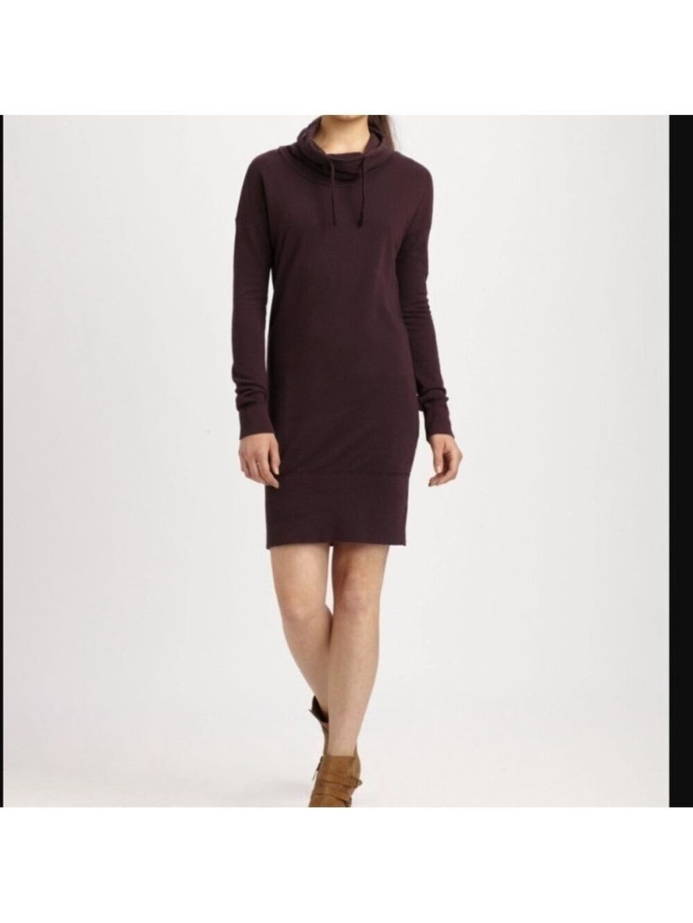 Standard James Perse Funnel Neck Sweatshirt Dress Eggplant Size 2/Medium